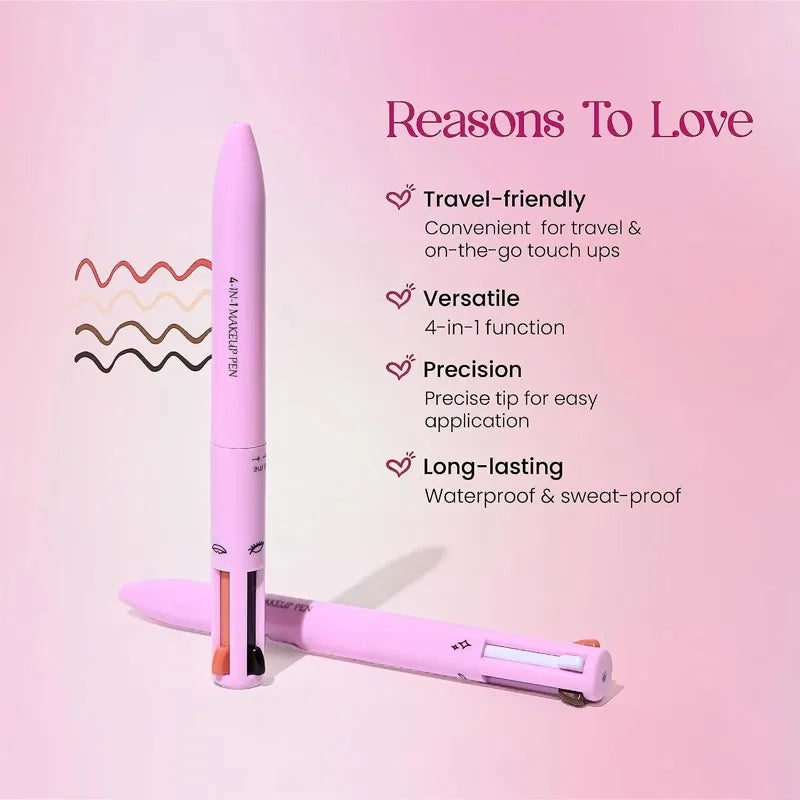 4 in 1 Makeup Pen - Eye Liner Brow, Lip Liner, Highlighter - Waterproof Makeup Pen - ZIOR