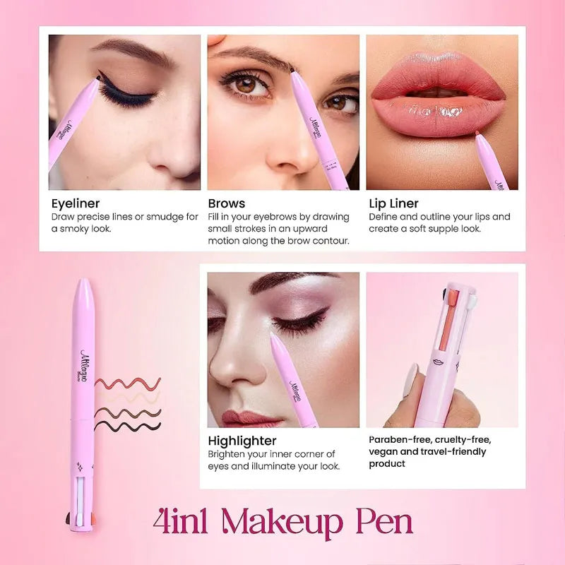 4 in 1 Makeup Pen - Eye Liner Brow, Lip Liner, Highlighter - Waterproof Makeup Pen - ZIOR