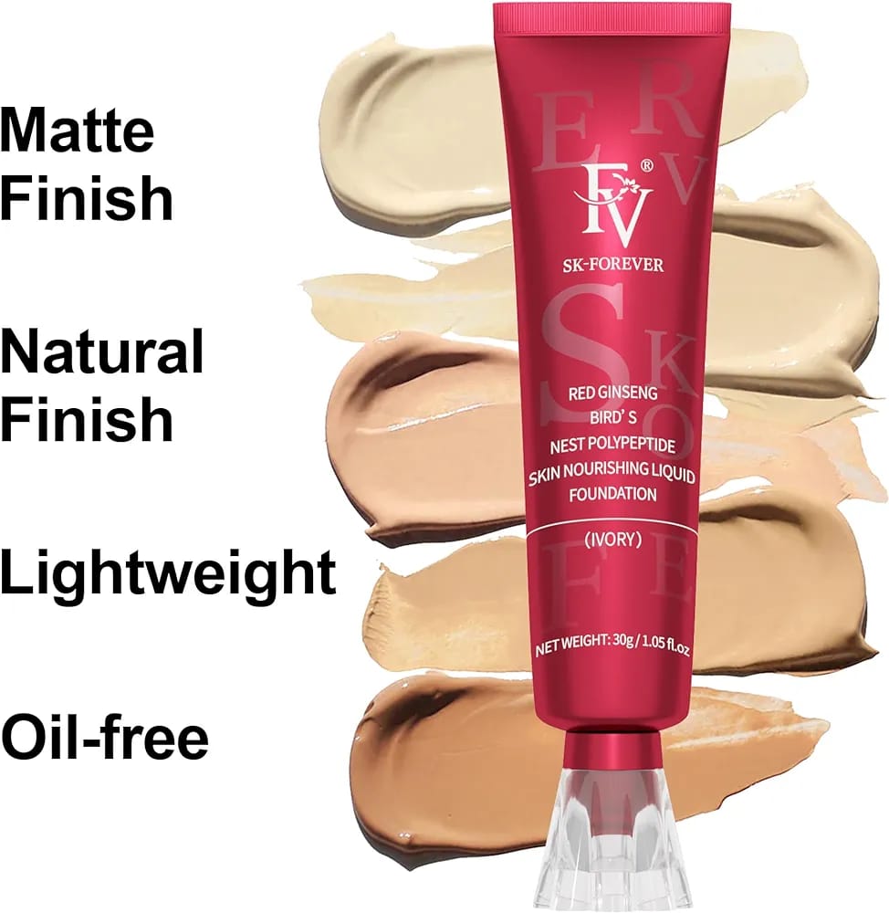 FV Waterproof Foundation: Matte, oil-free makeup for combo/oily skin. Light-medium coverage, Ivory, 1 fl. oz. - ZIOR