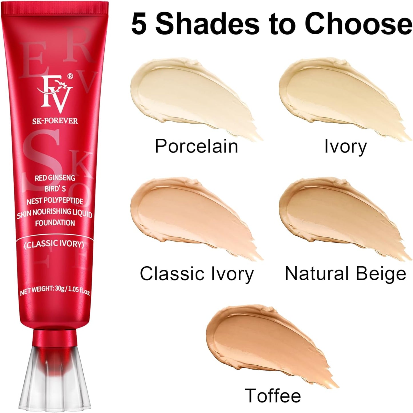FV Waterproof Foundation: Matte, oil-free makeup for combo/oily skin. Light-medium coverage, Ivory, 1 fl. oz. - ZIOR