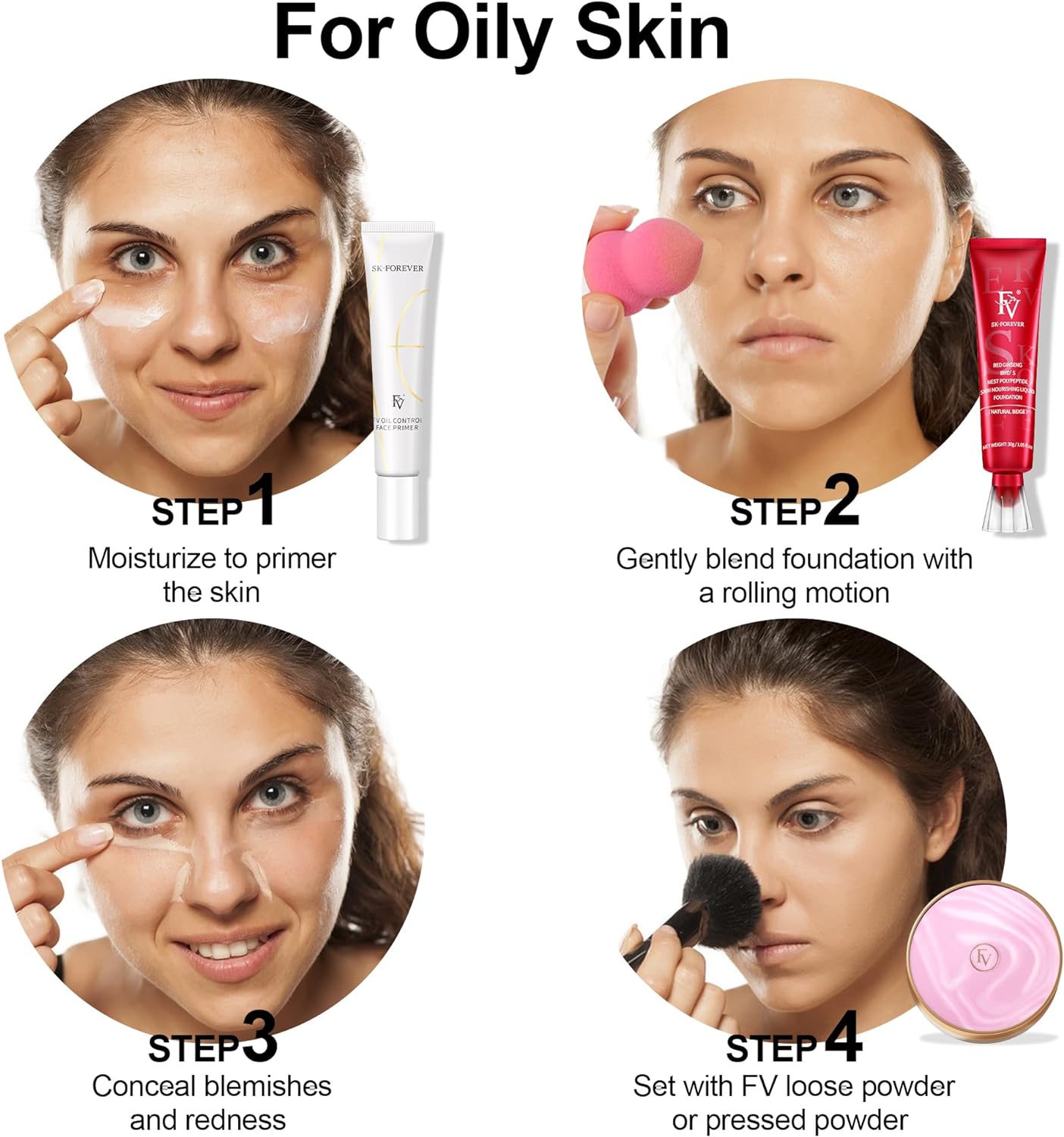 FV Waterproof Foundation: Matte, oil-free makeup for combo/oily skin. Light-medium coverage, Ivory, 1 fl. oz. - ZIOR