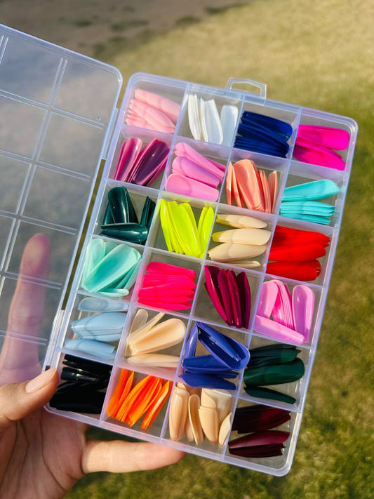 Artificial Nails Pack of 576 Nails With Glue & Sticker - ZIOR