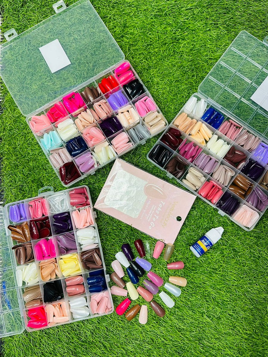 Artificial Nails Pack of 576 Nails With Glue & Sticker - ZIOR
