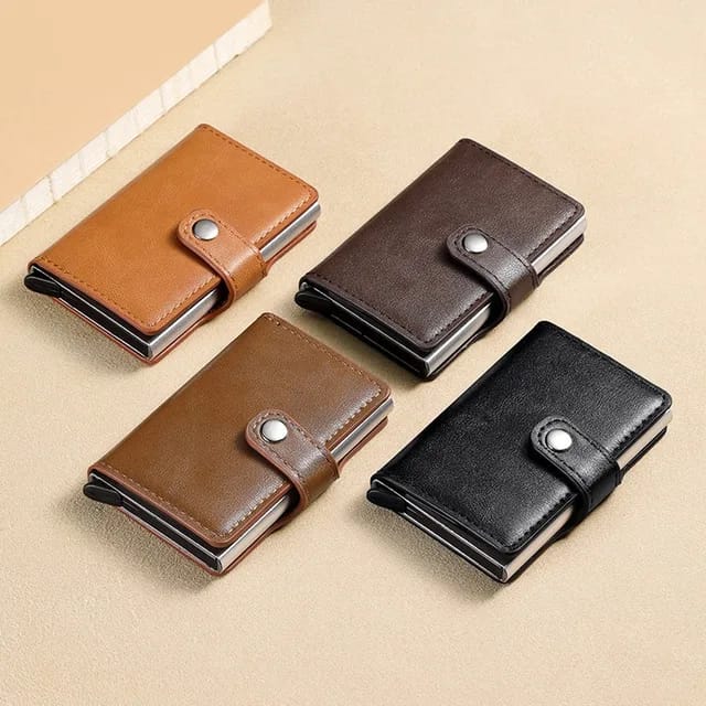 Genuine Leather Pop-Out Card Holder Wallet - ZIOR