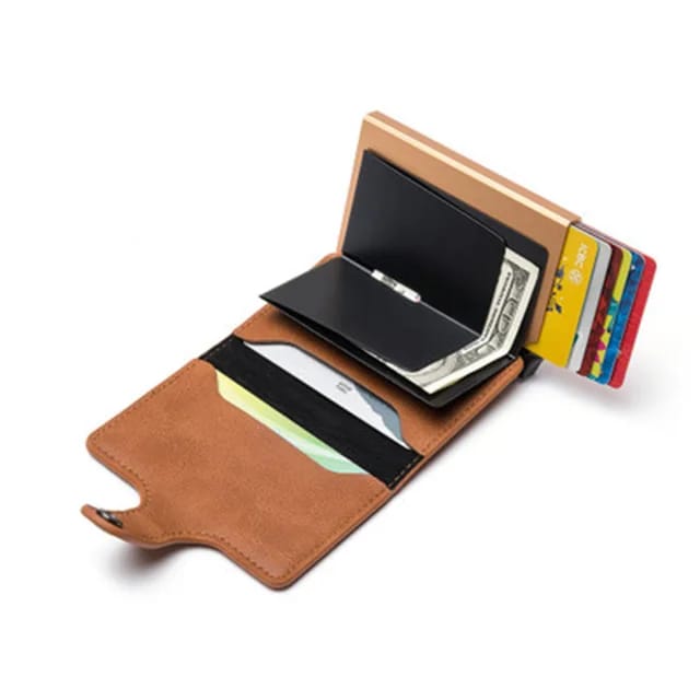 Genuine Leather Pop-Out Card Holder Wallet - ZIOR