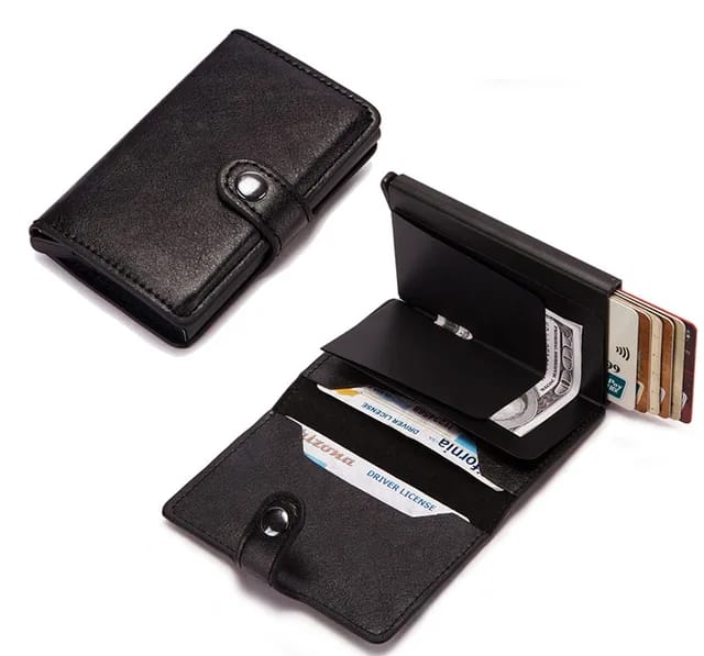 Genuine Leather Pop-Out Card Holder Wallet - ZIOR