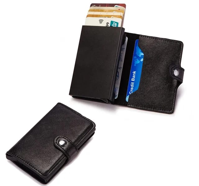 Genuine Leather Pop-Out Card Holder Wallet - ZIOR