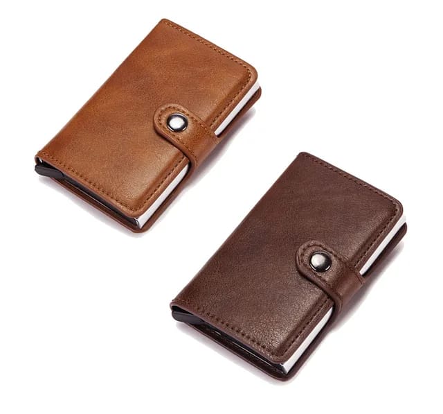 Genuine Leather Pop-Out Card Holder Wallet - ZIOR