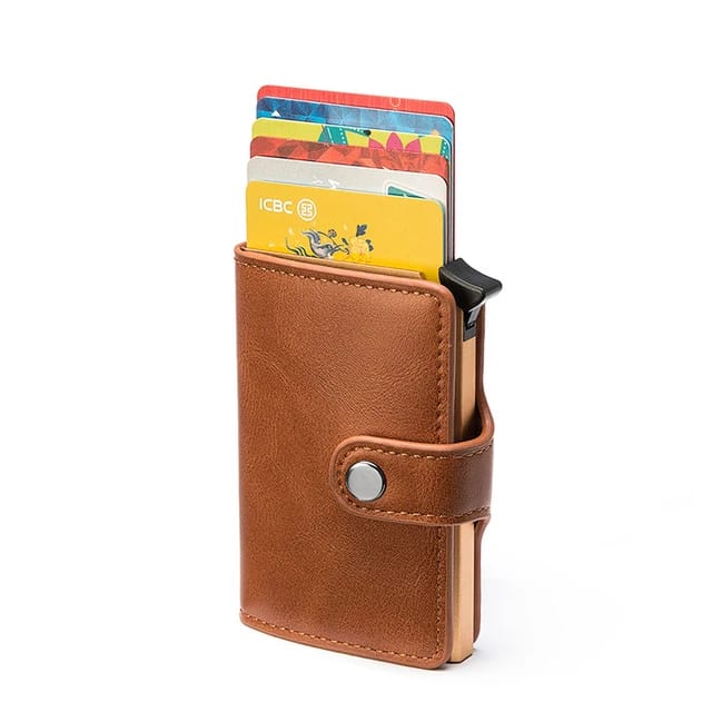 Genuine Leather Pop-Out Card Holder Wallet - ZIOR