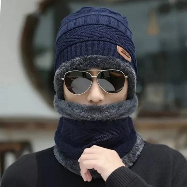 Beanie Cap Set, Wool Cap With Neck Warmer - ZIOR
