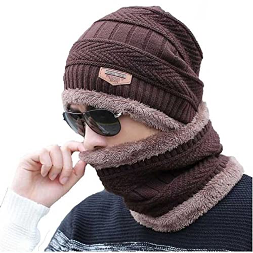 Beanie Cap Set, Wool Cap With Neck Warmer - ZIOR