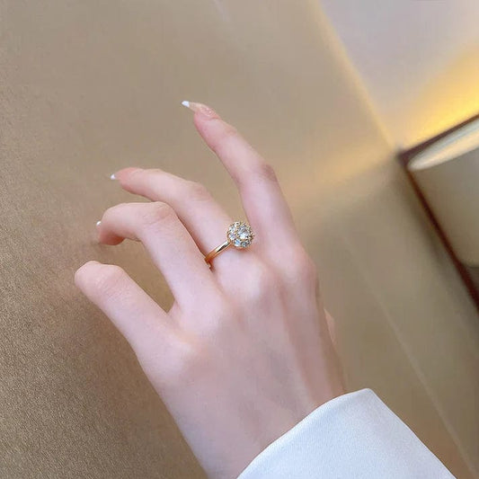 Silver Diamond Adjustable Ring - ZIOR