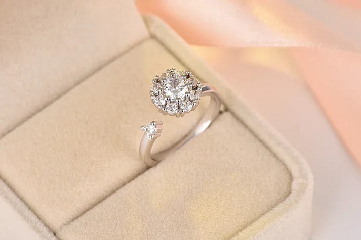 Silver Diamond Adjustable Ring - ZIOR