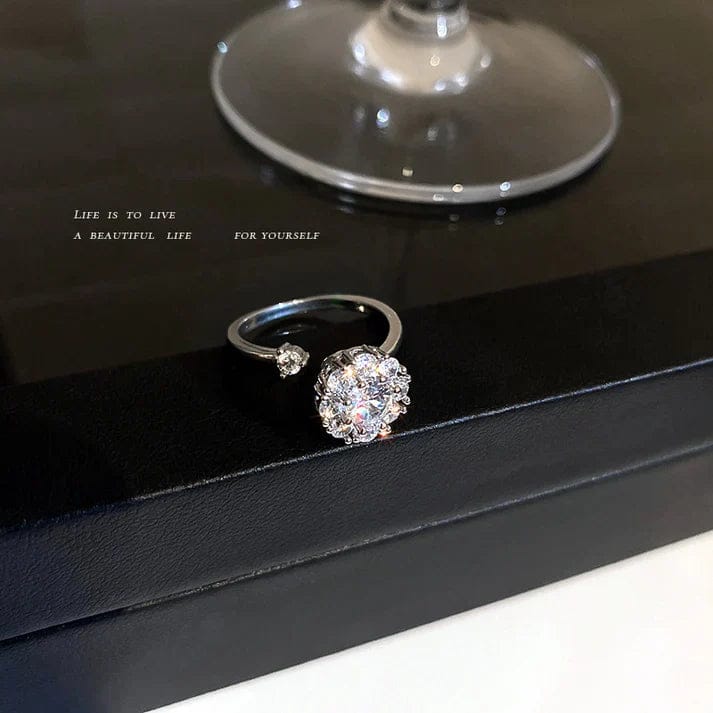Silver Diamond Adjustable Ring - ZIOR