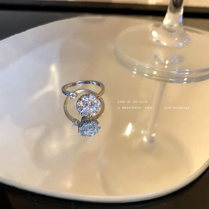 Silver Diamond Adjustable Ring - ZIOR
